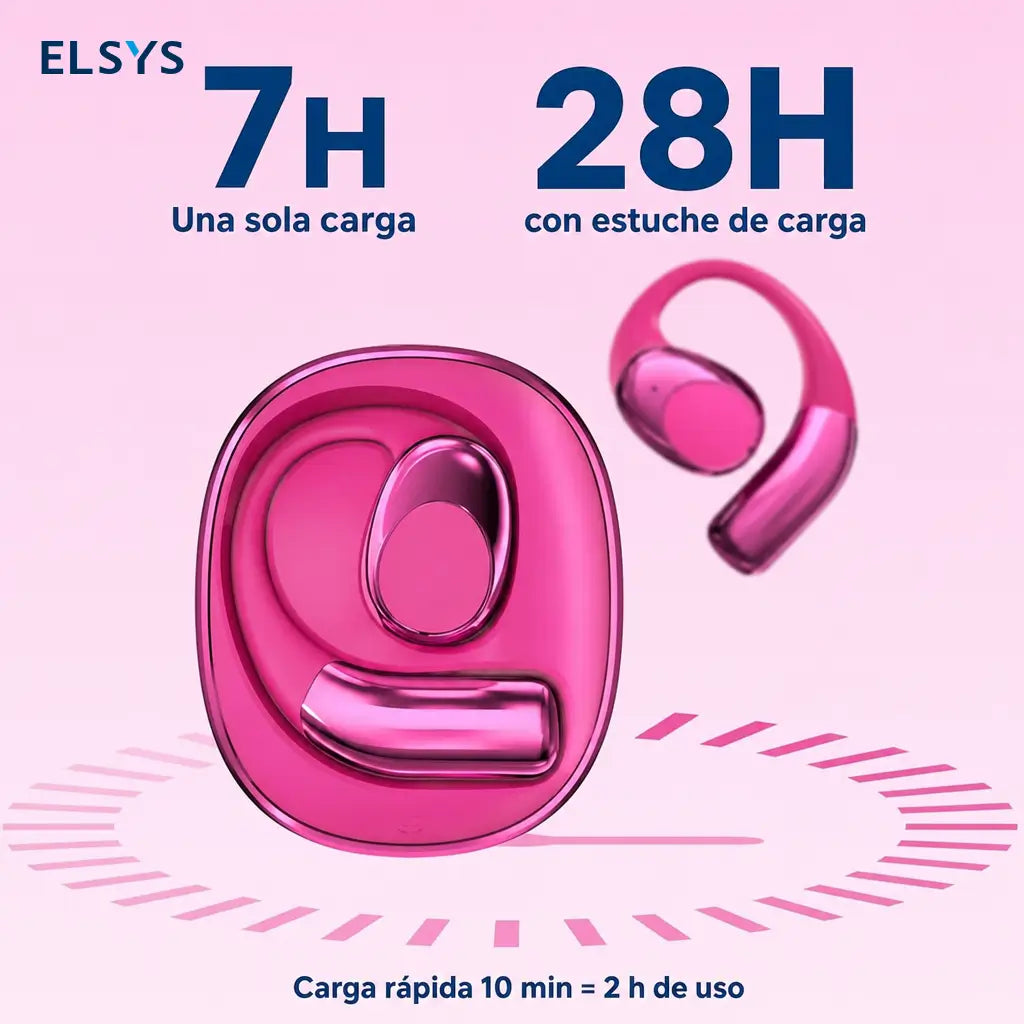 Audífonos Bluetooth 5.4 open ear con gancho, carga rápida y resistencia IPX5 para deporte, llamadas y trayectos diarios sin cables