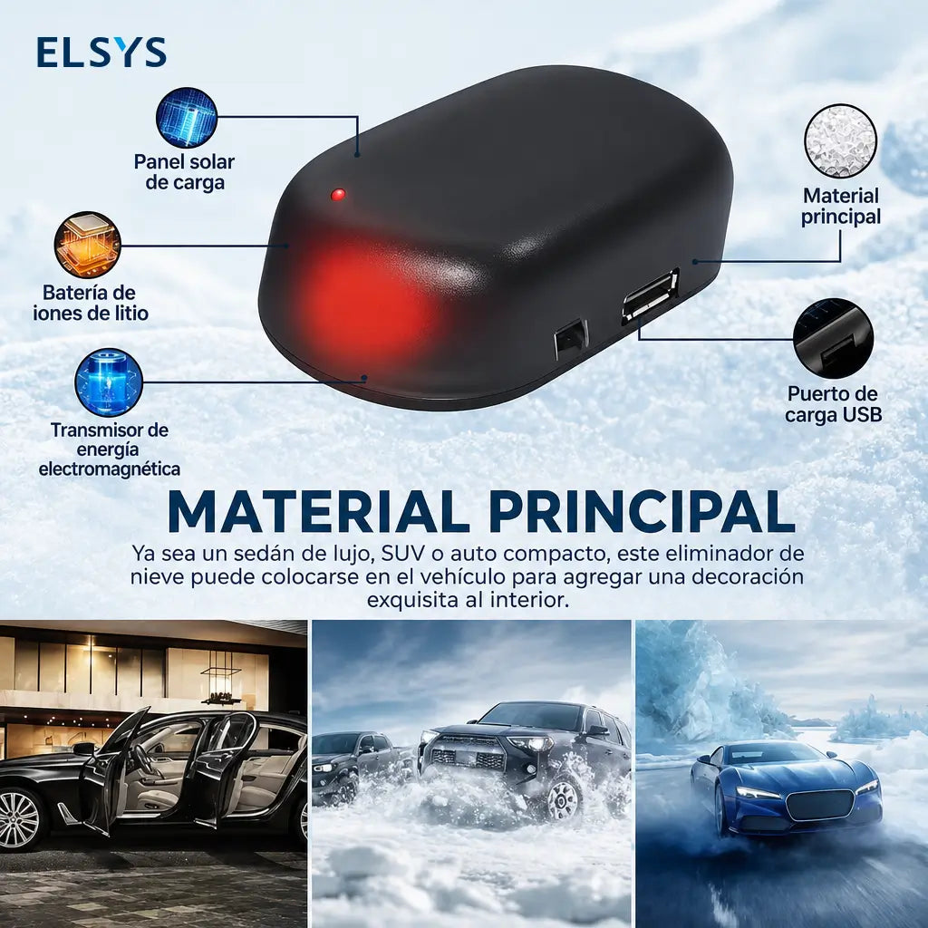 Dispositivo anticongelante electromagnético para auto con carga USB y solar, ayuda a retirar nieve y hielo en estacionamiento exterior de invierno