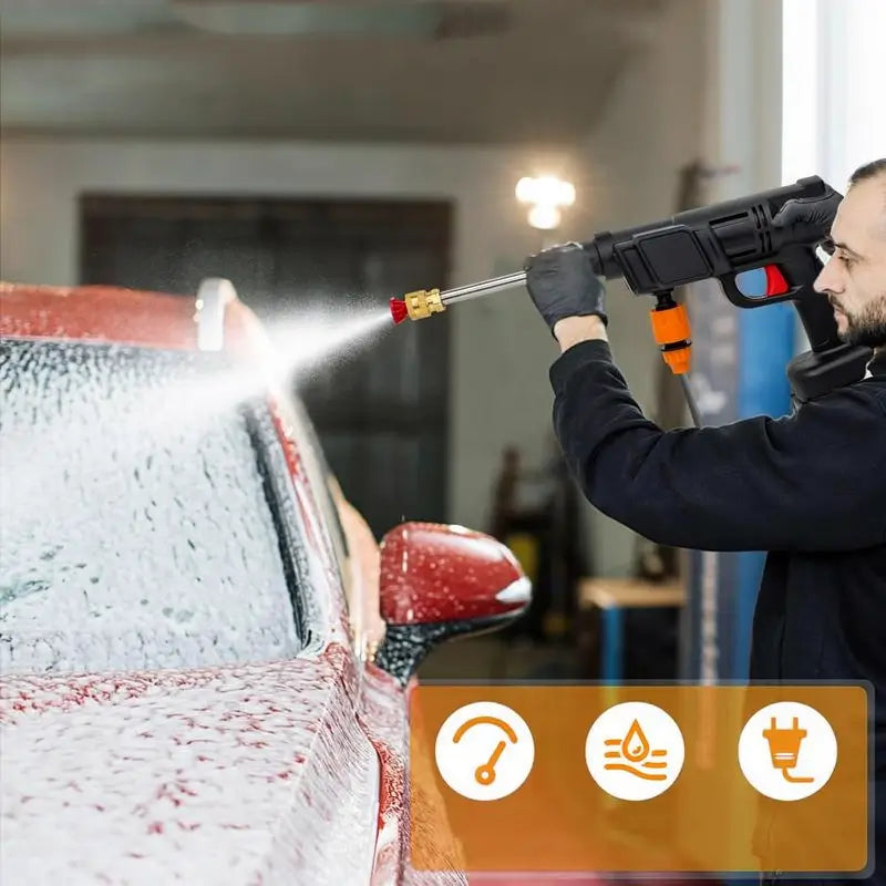 Hidrolavadora Inalámbrica Portátil 550W de 680 PSI - Incluye 2 Baterías y Manguera de 5m