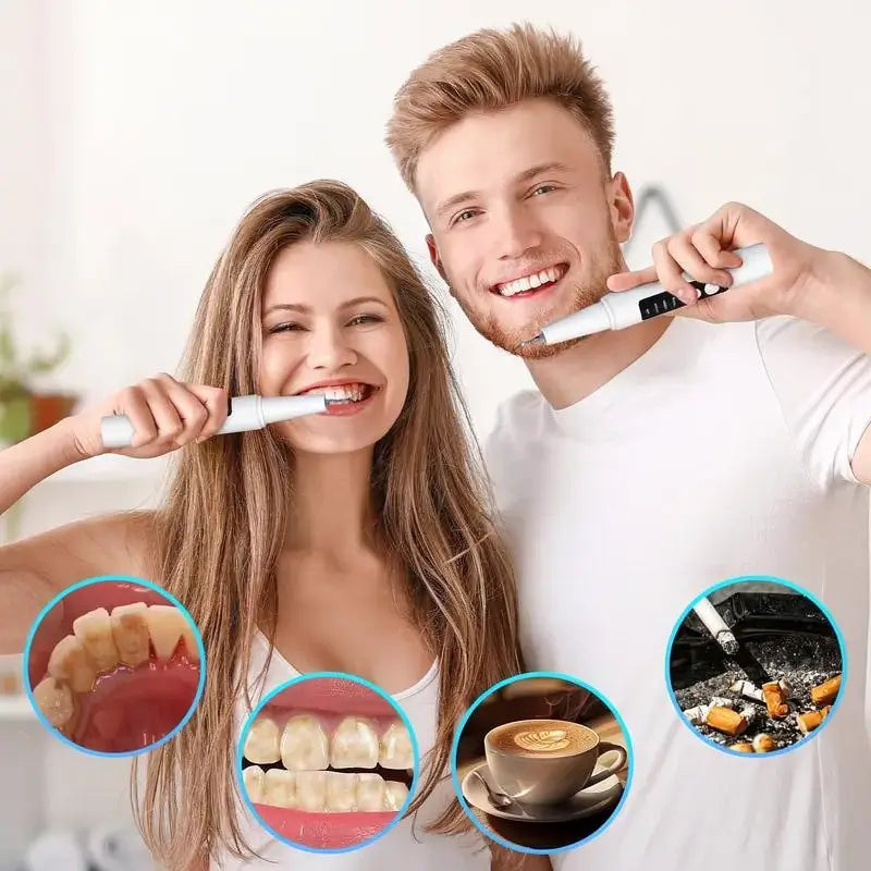 Limpiador Dental Eléctrico y Eliminador de Sarro Profesional - Quita Manchas y Placa en Casa para Prevenir Caries y Mal Aliento