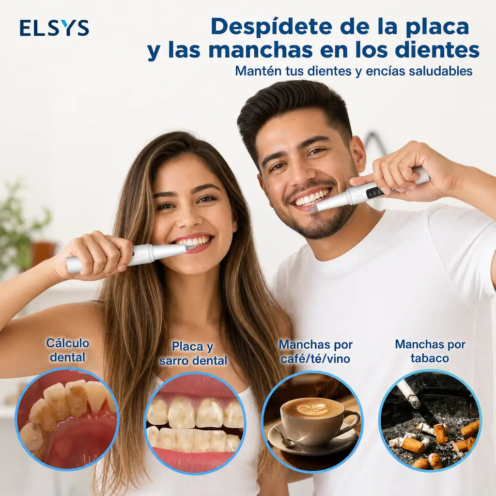 Raspador dental ultrasónico con vibración magnética, luz LED y cabezales reemplazables para higiene bucal diaria contra placa y sarro adultos