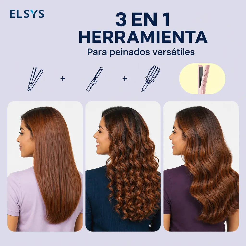 Plancha y rizador 2 en 1 con aire frío 360° para peinar ondas, rizos y cabello lacio en casa sin maltratar tanto