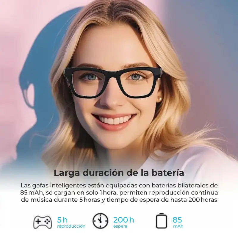 Lentes Inteligentes con IA, Traducción de 160 Idiomas, Audio para Hombre y Mujer, Micrófono y Altavoz, Llamadas HD y Música Hi-Fi, Manos Libres, Micas Fotocromáticas, Ideales para Ciclismo, Conducir y Viajes