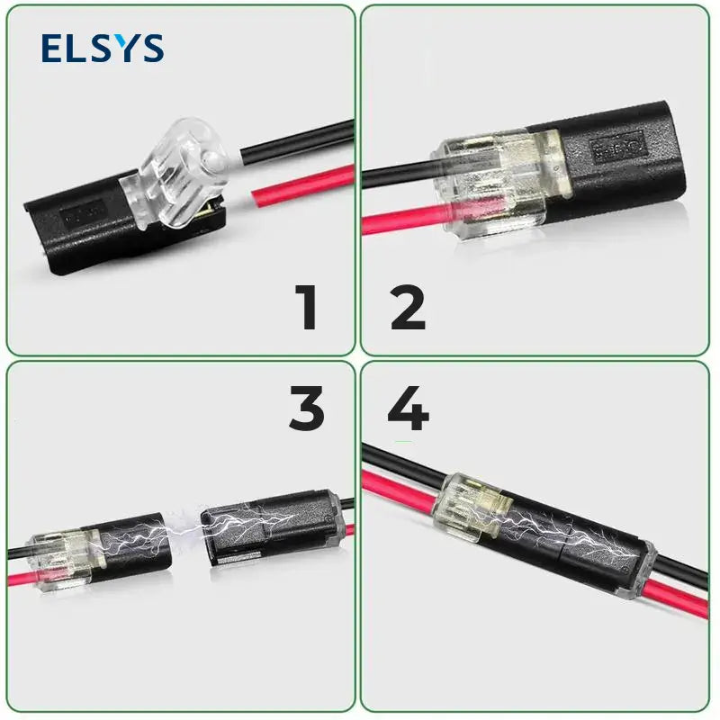 Conectores rápidos LED de 2 pines, 20 piezas sin herramientas con bloqueo seguro para tiras de luz LED y cableado automotriz DIY