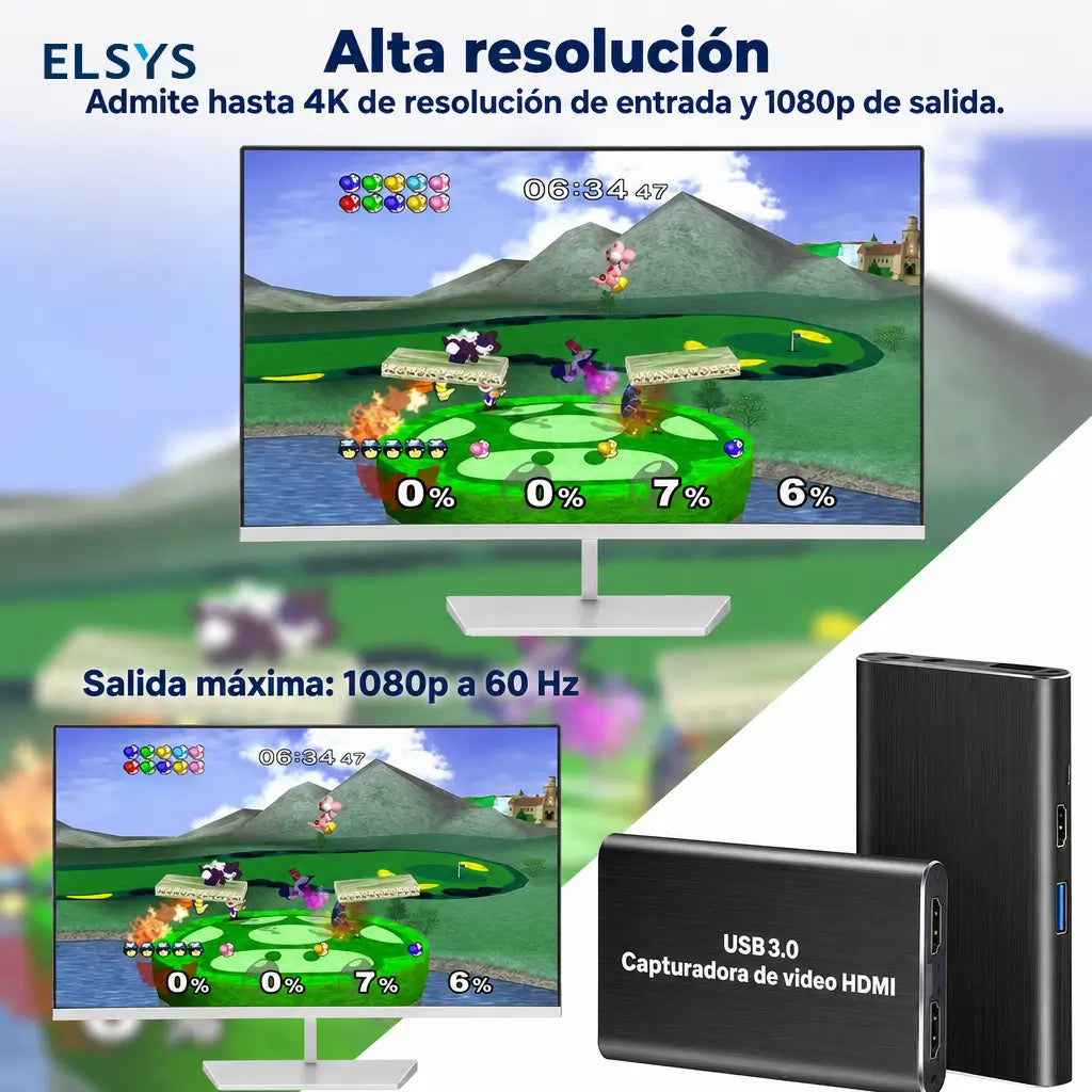 Tarjeta de captura HDMI para Nintendo Switch, PS4 y PS5 con audio 3.5mm, ideal para directos, clases y reuniones en computadora sin drivers