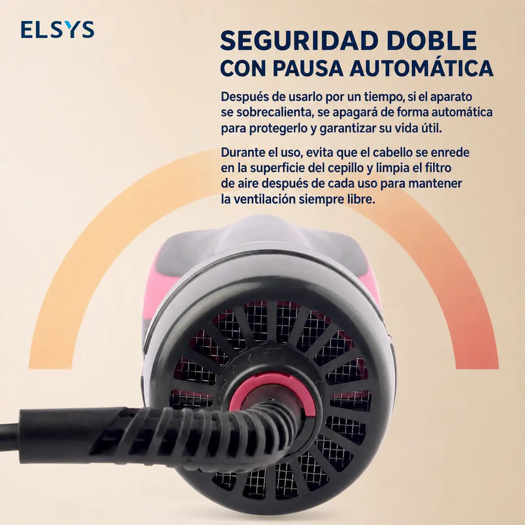 Cepillo de aire caliente con iones negativos y alisado automático para peinar en casa o salón con acabado suave diario