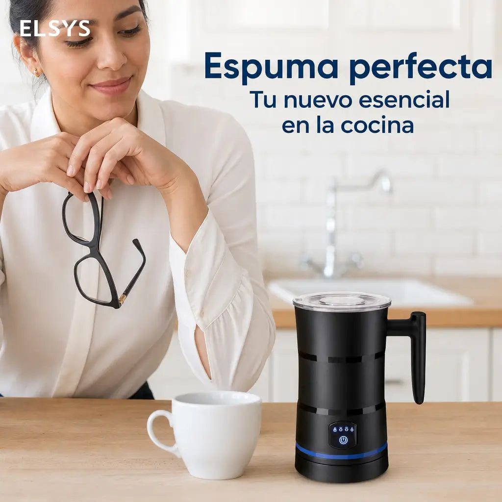 Espumador de leche compacto y silencioso con calentamiento para preparar lattes, capuchinos, chocolate caliente y bebidas en oficina sin complicaciones diarias
