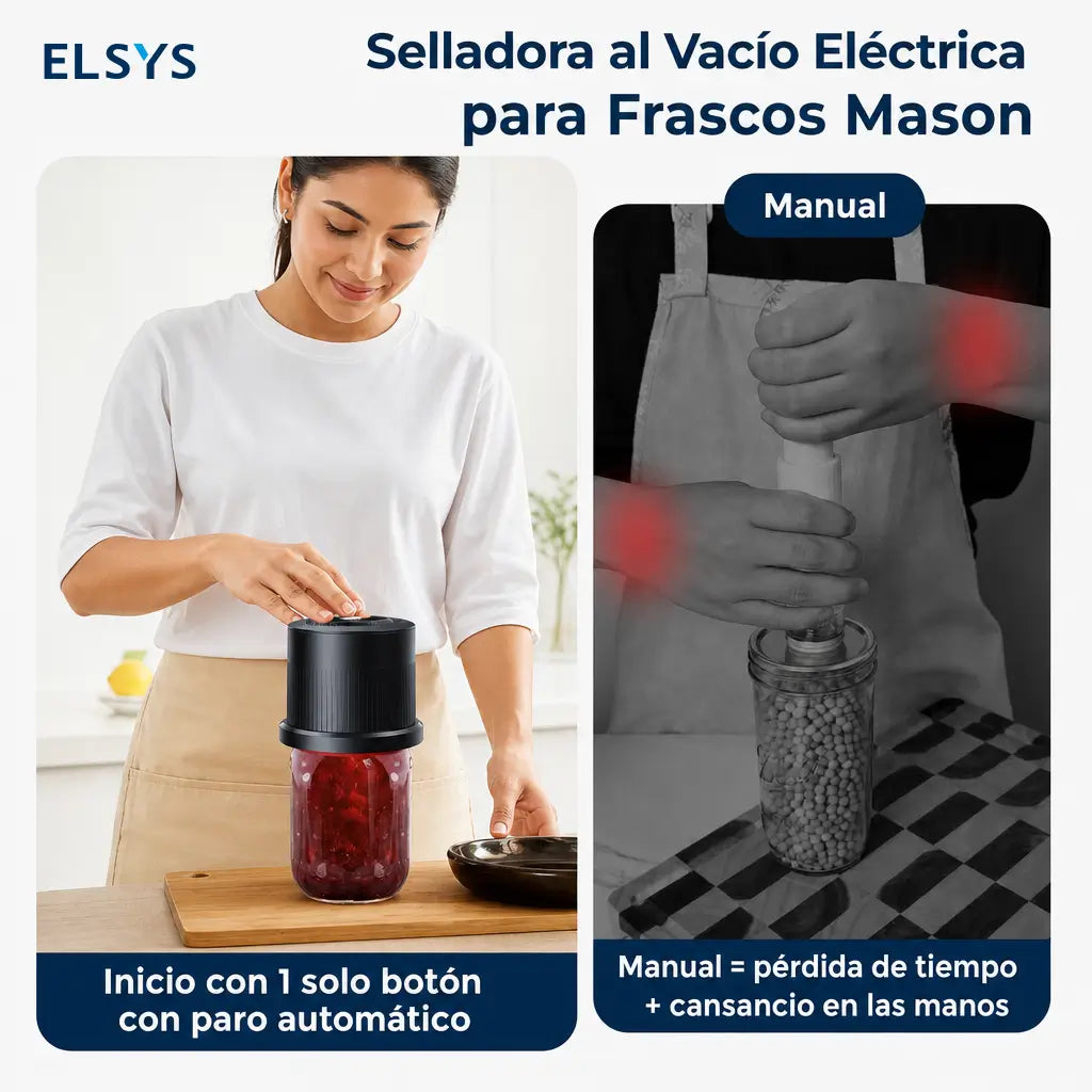 Kit sellador al vacío eléctrico para frascos Mason de boca ancha y regular, bolsas y botellas, conservación automática de alimentos en casa