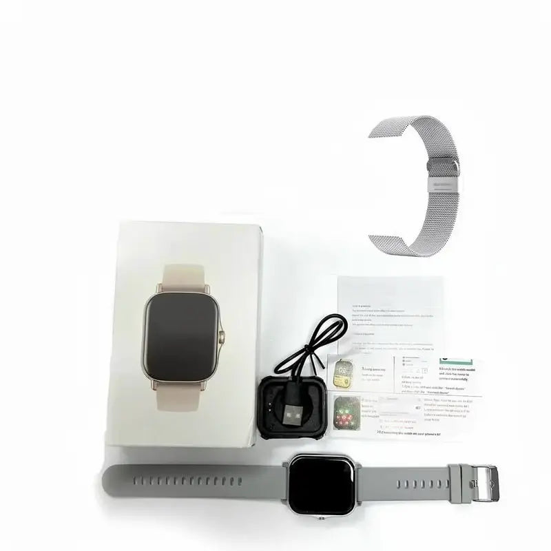 Reloj Inteligente Multifuncional, Reloj Digital de Moda con 2 Correas, Reloj Deportivo con Modos Multideporte y Llamadas para Mujer y Hombre