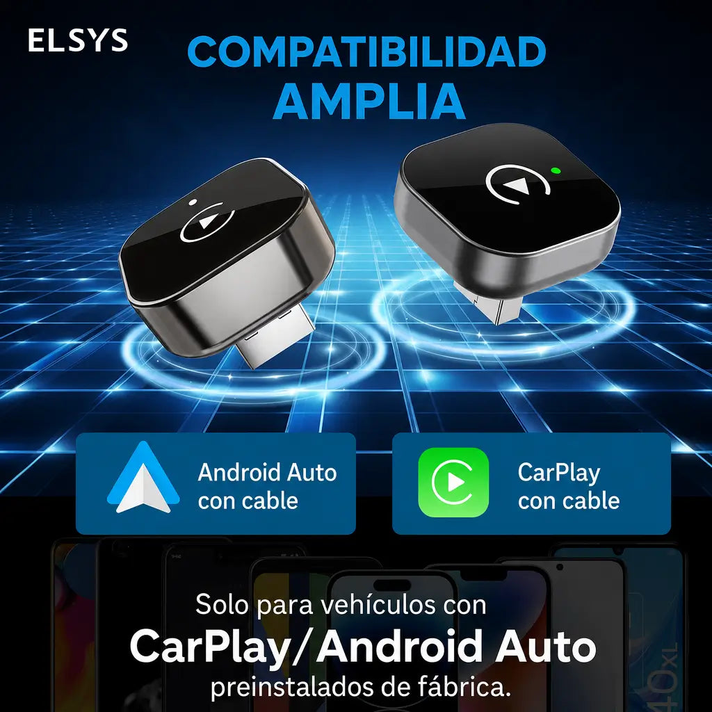 Mini dongle USB inalámbrico para convertir CarPlay y Android Auto cableado, ideal para navegación, música y llamadas manos libres en el auto