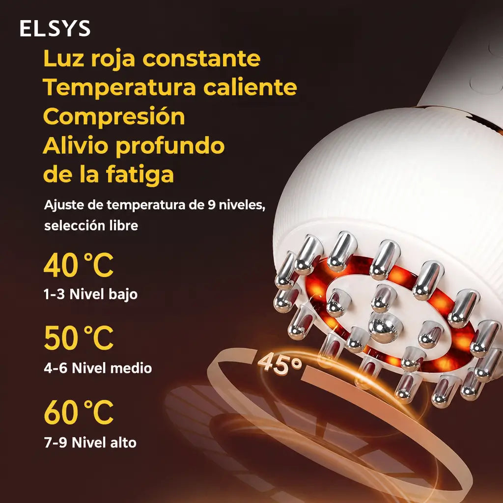 Masajeador corporal de tejido profundo con calor y luz roja, 9 velocidades para relajar cuello, espalda, piernas y abdomen en casa
