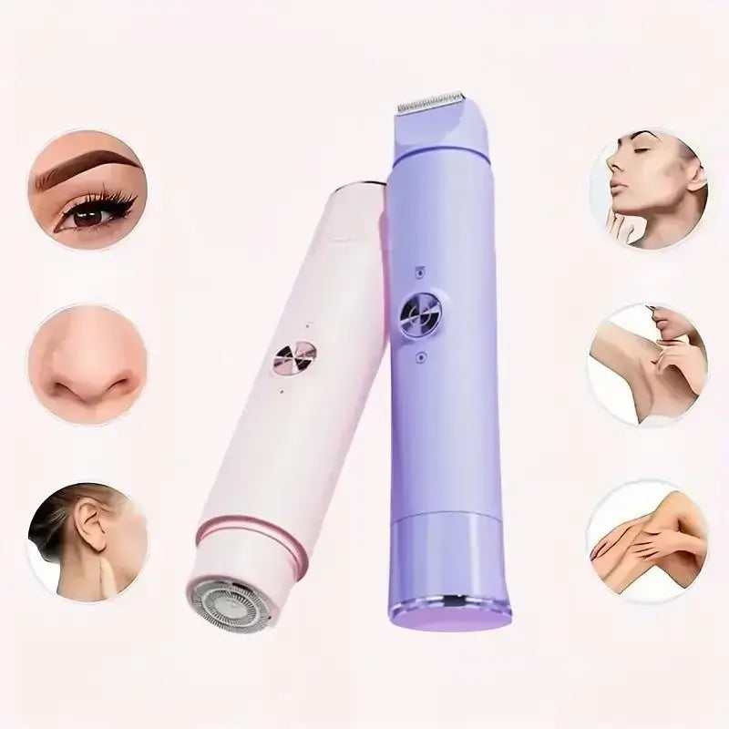 Kit de Depilación Eléctrica 2 en 1 Recargable USB para Mujer, Depiladora para Área del Bikini y Axilas, Regalo Ideal