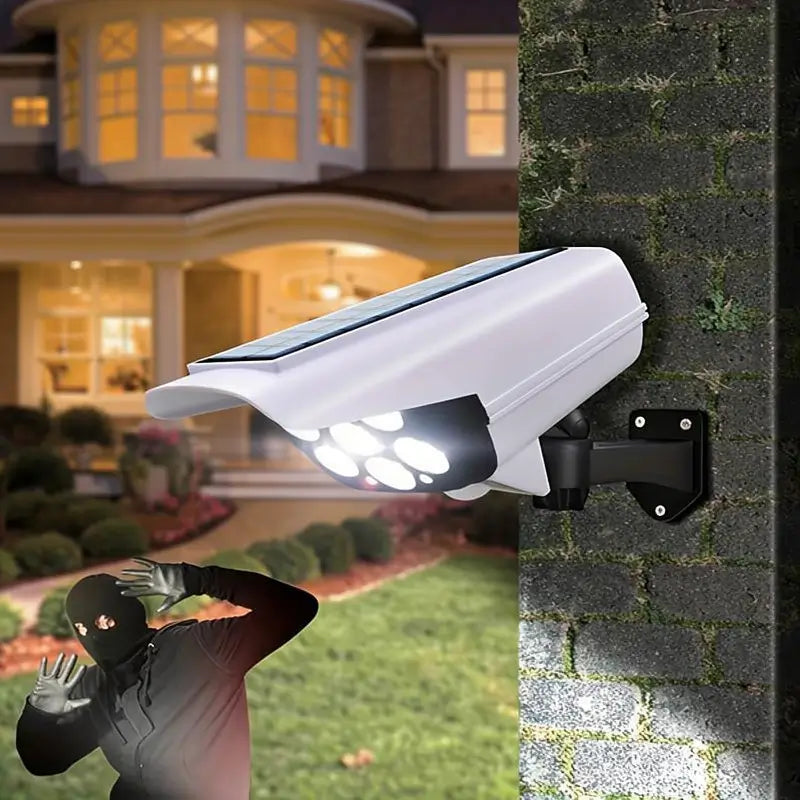 Lámpara Solar de Seguridad Tipo Cámara de Vigilancia 800LM con Sensor de Movimiento | Impermeable para Exterior