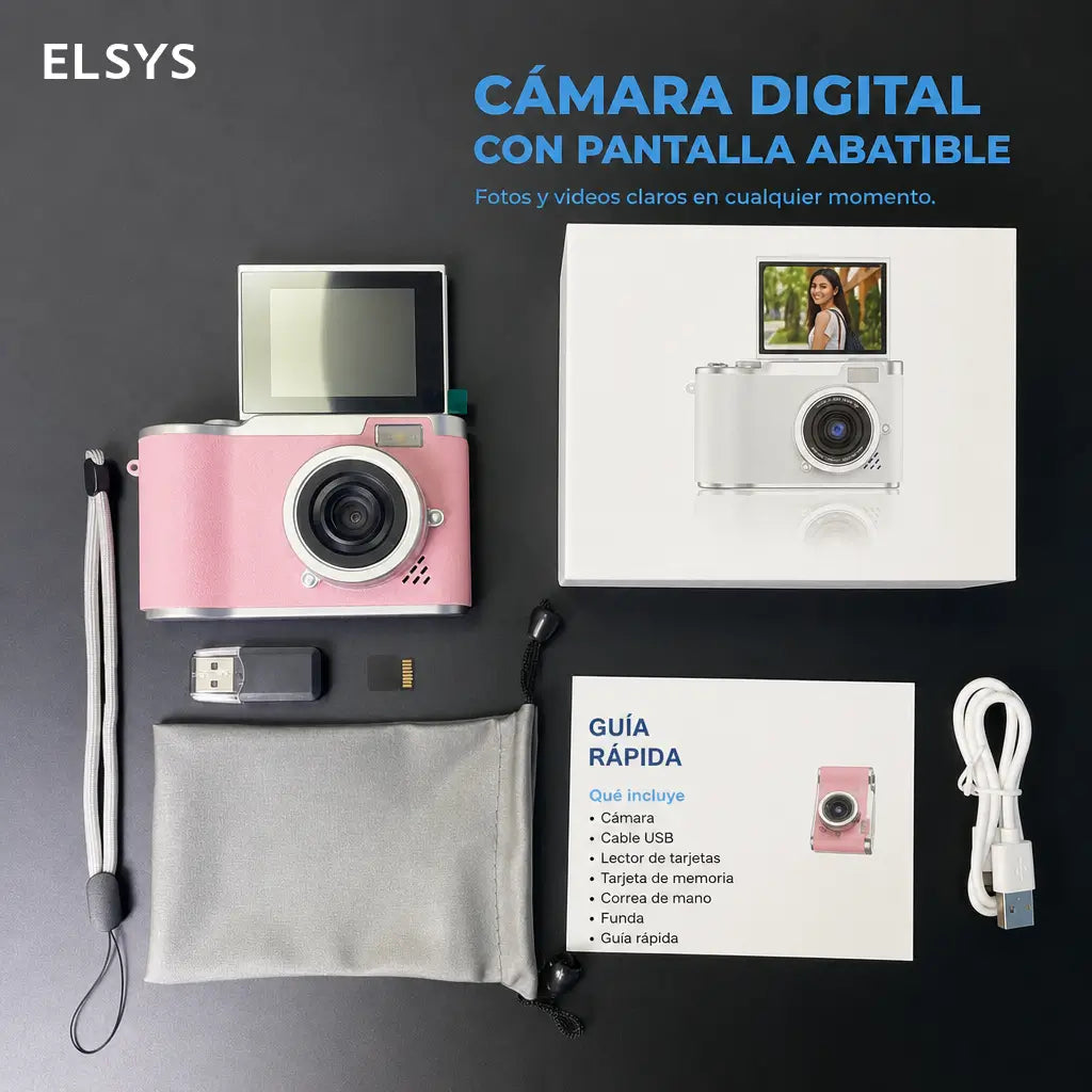 Cámara digital de bolsillo 1080p con filtros creativos, juegos integrados y pantalla plegable para principiantes y vlogging en viajes escolares diarios