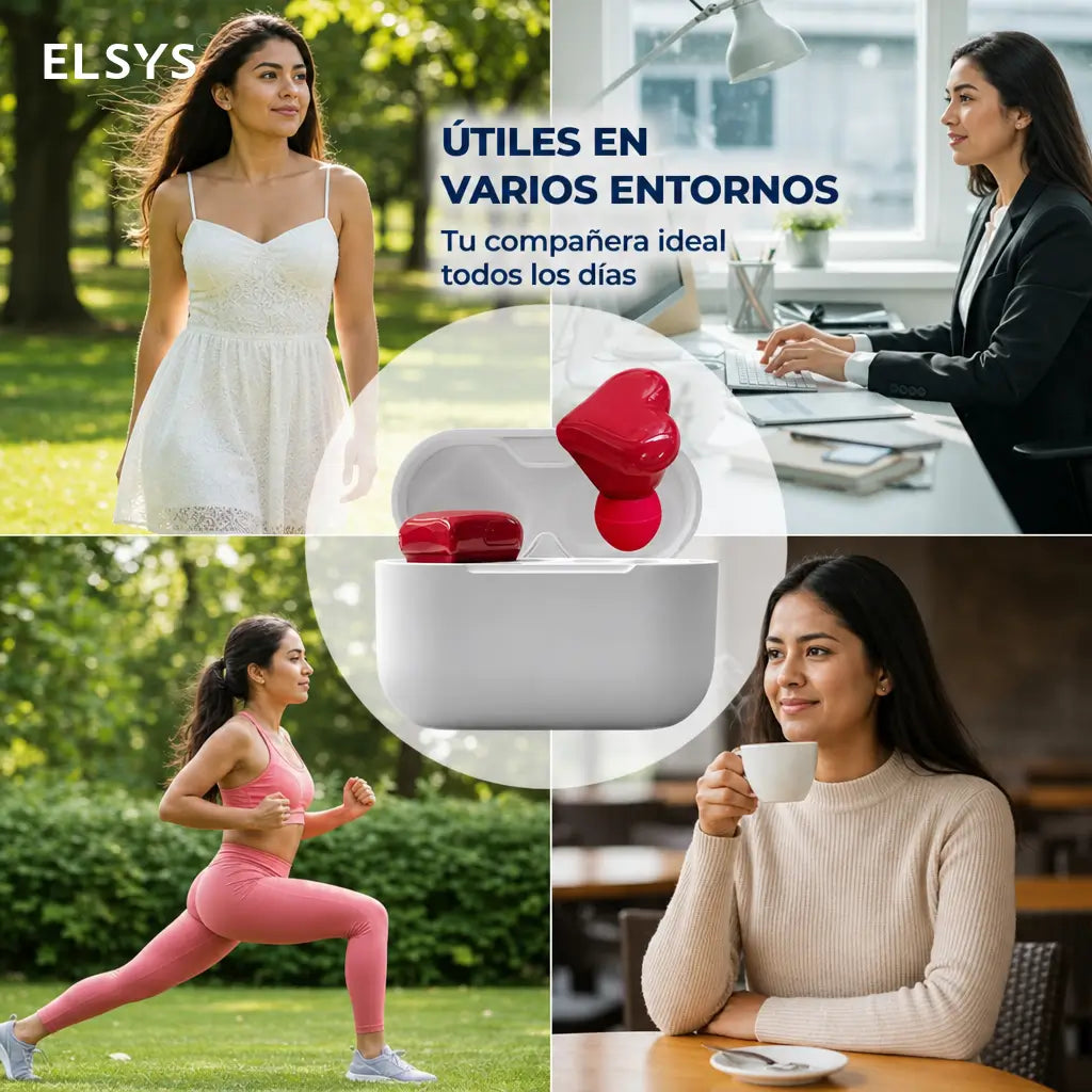 Audífonos inalámbricos en forma de corazón con cancelación de ruido Bluetooth 5.3 para música, llamadas y gaming diario en celular con estilo