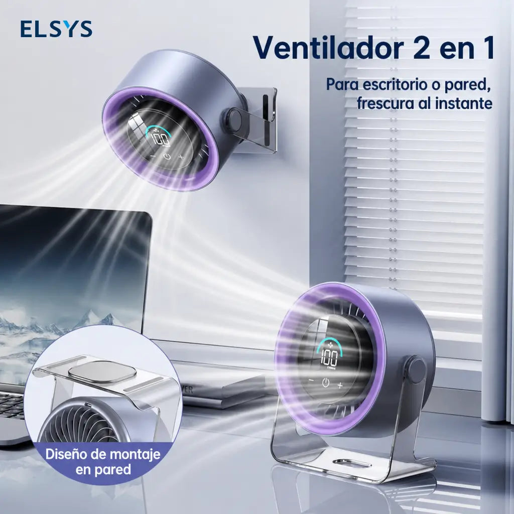 Ventilador de mesa recargable y portátil con pantalla digital, 100 velocidades y flujo silencioso para oficina, recámara o cocina en casa