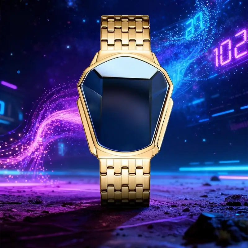 Reloj Deportivo para Hombre con Pantalla Táctil, Cristal Iridiscente en Forma de Diamante, Cronógrafo de Acero Inoxidable, Estilo Casual y de Negocios