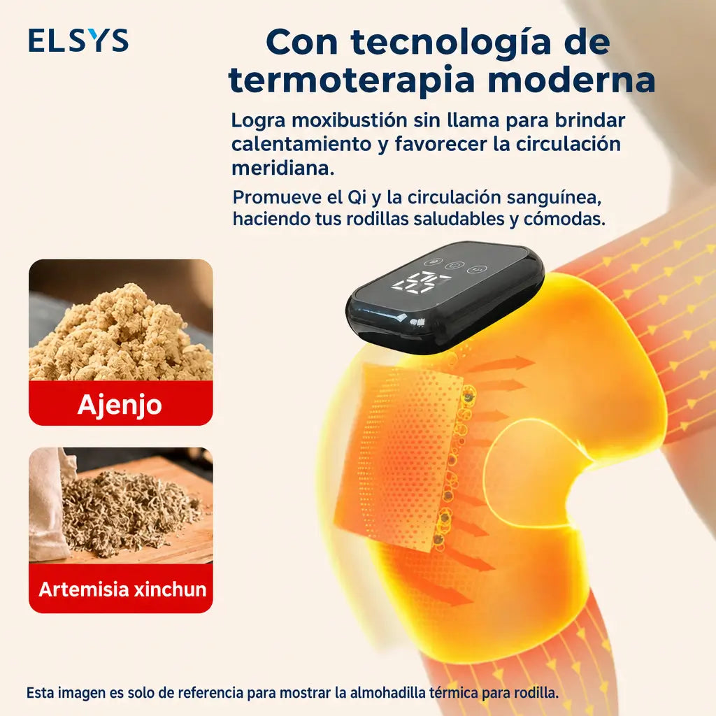 Rodillera eléctrica de masaje con moxibustión sin flama, temperatura ajustable y temporizador para relajar la rodilla después de actividad diaria