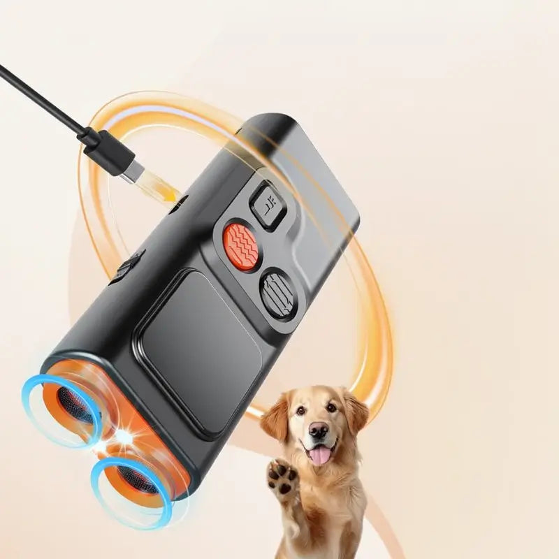 Dispositivo Ultrasónico para Entrenamiento de Perros 2026 con Linterna LED y Pantalla HD - Recargable por USB para Control de Ladridos