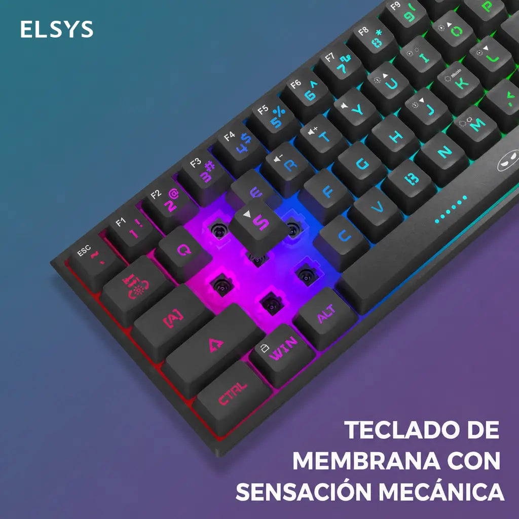 Teclado gamer 60% compacto TS91 con iluminación RGB y 61 teclas de membrana para jugar o trabajar en PC, Mac, PS4 y Xbox One