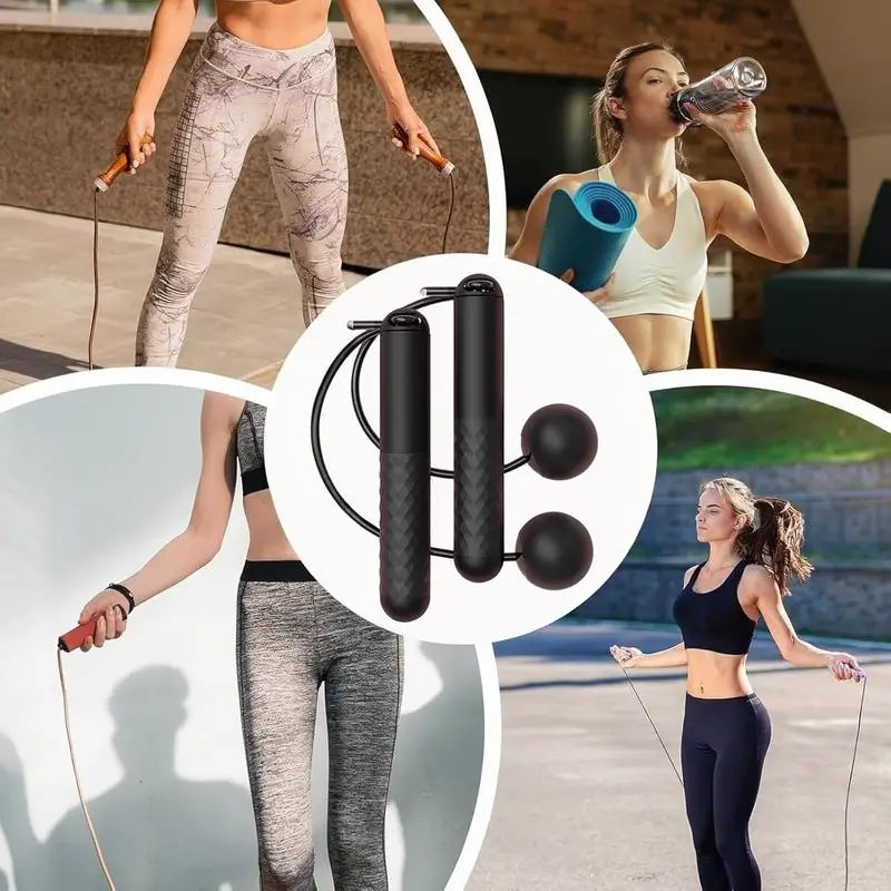 Cuerda para Saltar Inalámbrica Magnética con Bola de Gravedad, Cuerda Digital Ajustable con Contador de Calorías LED y Mango Antideslizante