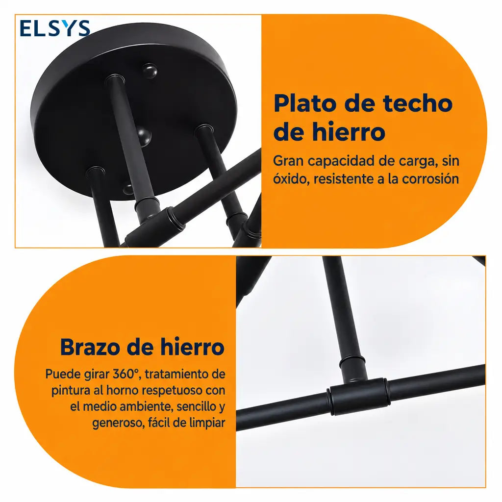 Lámpara colgante negra de 6 luces con casquillo E26/E27, diseño moderno retro para comedor, pasillo, recámara y cafetería con instalación sencilla