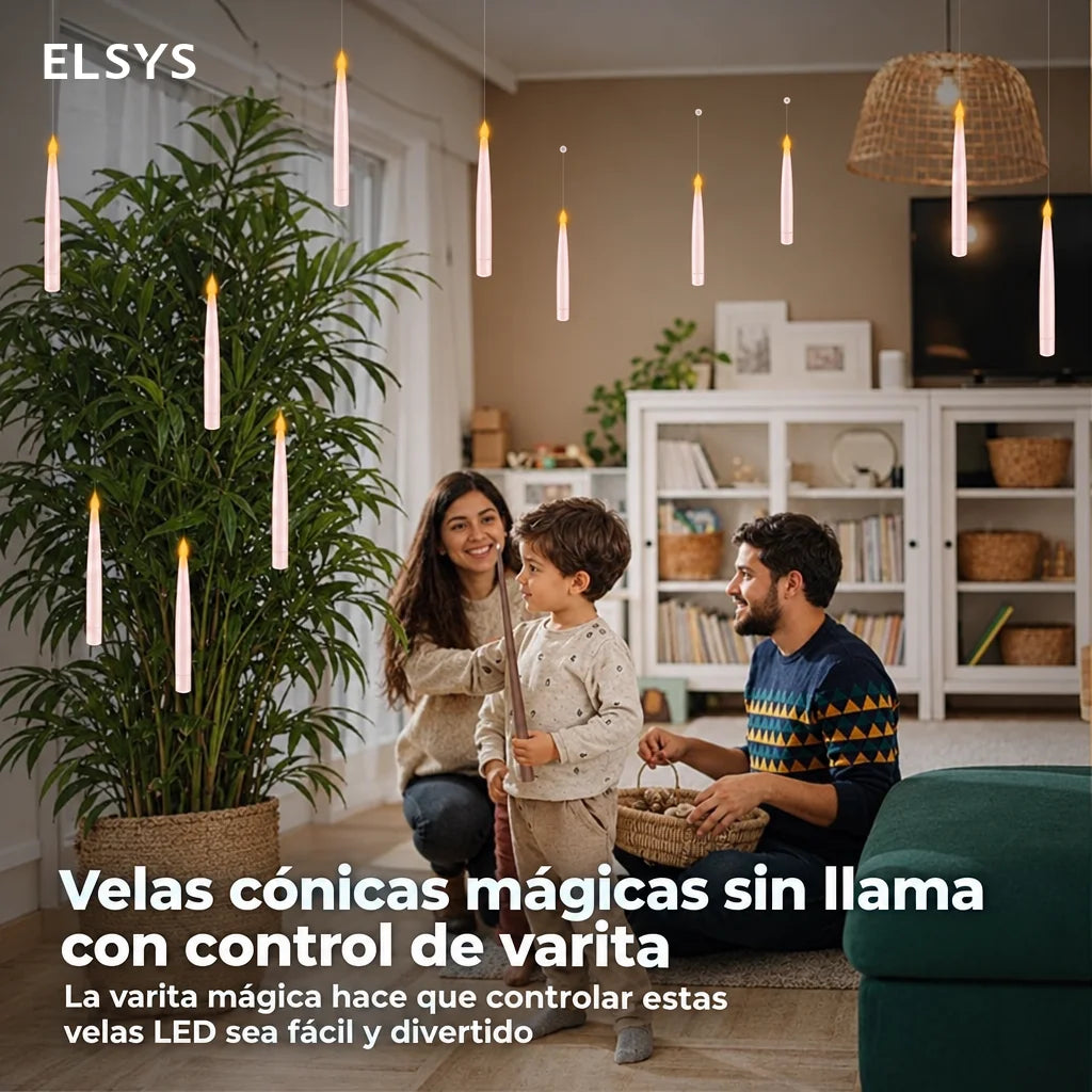 Velas flotantes LED sin flama con control de varita