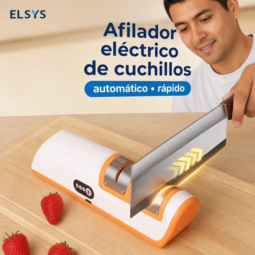 Afilador eléctrico recargable para cuchillos de cocina con ranuras multiuso, ángulo ajustable y diseño compacto para preparar en la cocina diaria