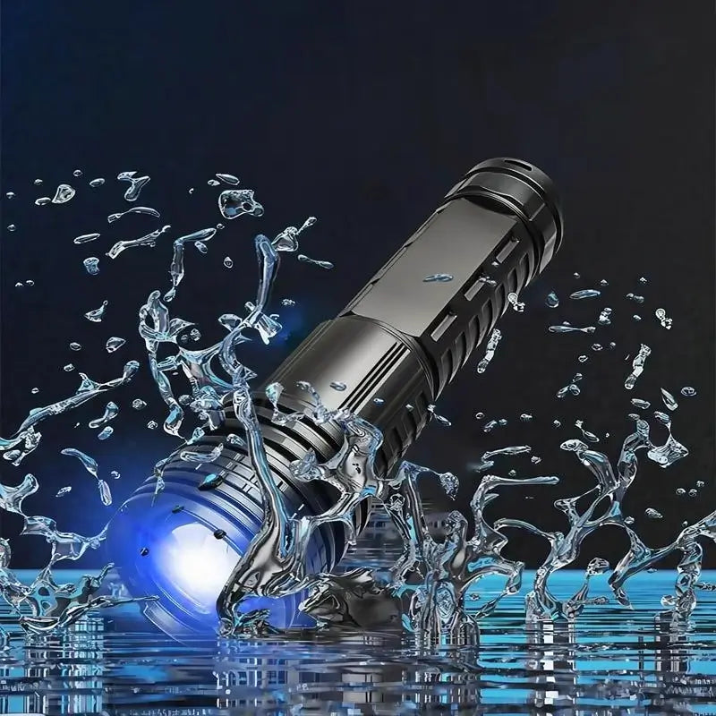 Linterna LED Recargable de Alta Potencia, Lámpara de Mano Multifuncional con Zoom y Luces Laterales para Camping, Pesca y Emergencias, Equipo Táctico Portátil Super Brillante