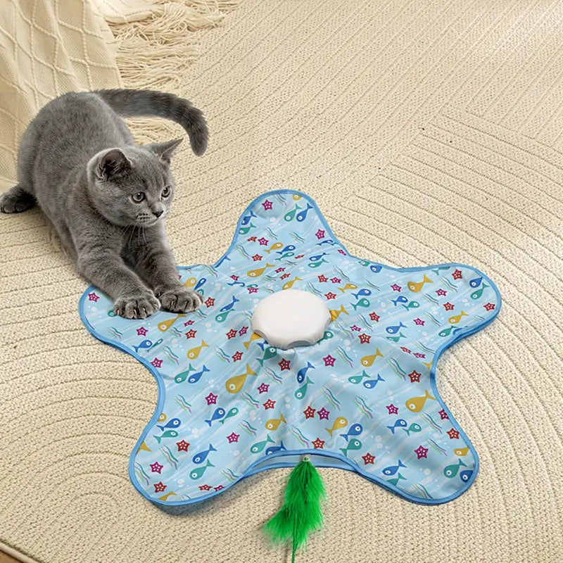 Juguete Interactivo para Gatos con Pluma de Movimiento Aleatorio, Juguete de Escondite Recargable para Gatos Aburridos, Ejercicio en Casa y Alivio del Aburrimiento para Todas las Razas