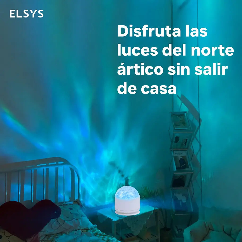 Lámpara proyectora USB de aurora boreal y ondas oceánicas con control remoto y brillo ajustable para cuartos infantiles, fiestas y noches románticas