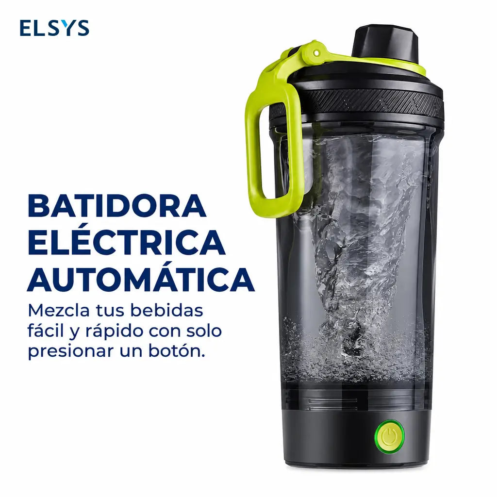Shaker eléctrico para proteína con mezcla sin grumos, carga USB-C y tapa antifugas para gimnasio, oficina y batidos post entrenamiento