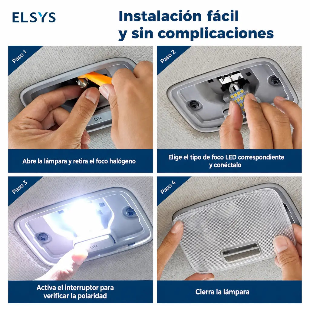 Kit de 42 focos LED blancos 12V para interior de auto y camioneta, luz de techo, mapa, cabina y cajuela, instalación fácil