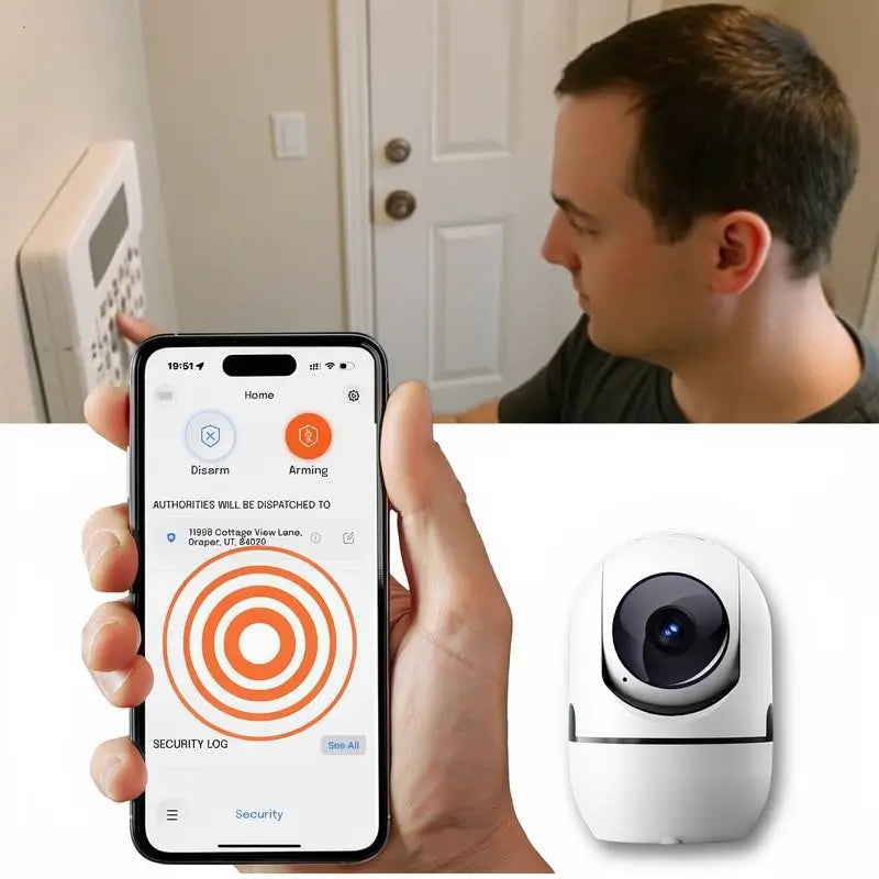 Cámara de Seguridad WiFi Inteligente 2MP/3MP con IA, Giro e Inclinación, Detección de Humanos, Audio de 2 Vías, Visión Nocturna IR, IP64, Blanca