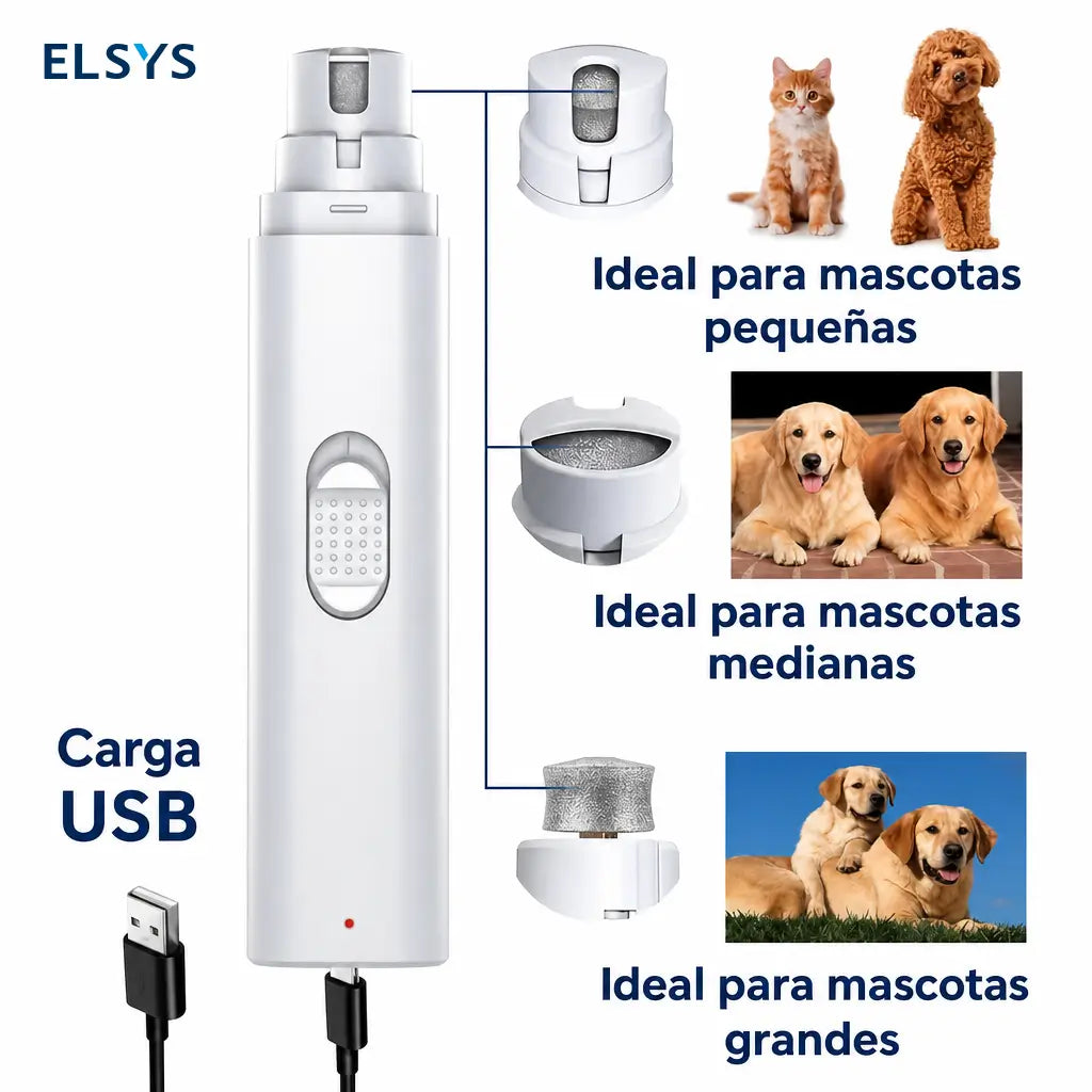 Cortador de uñas para mascotas inalámbrico, agarre ergonómico y operación silenciosa para grooming de perros y gatos en casa con comodidad