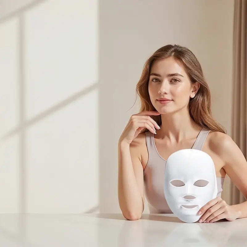 Máscara de Terapia de Luz Roja, LED de 7 Colores para Fotorejuvenecimiento, Cuidado Facial Diario, Carga Inalámbrica, Regalo Ideal para Mujer, Cuidado de la Piel para Otoño e Invierno