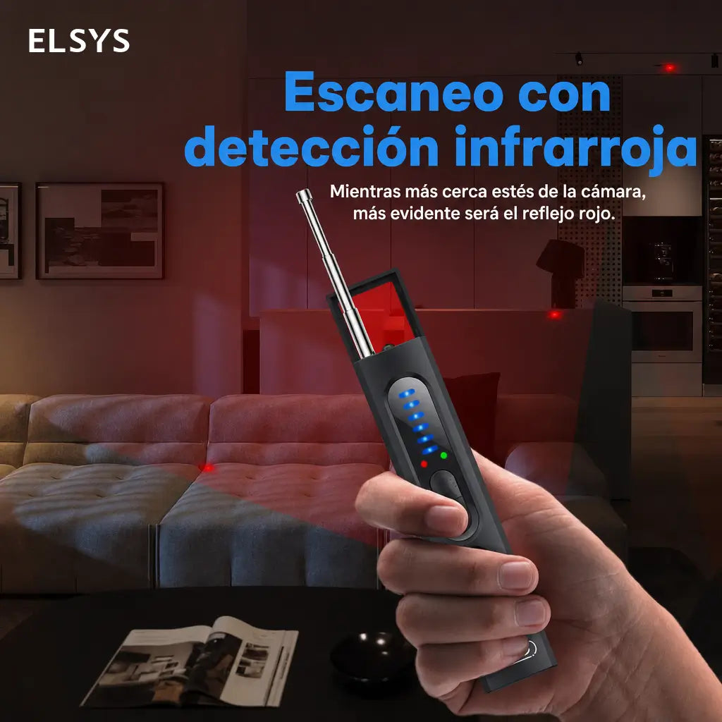 Detector portátil de cámaras ocultas, rastreadores GPS y señales RF con antena extensible para viajes, hotel, oficina, auto y uso diario
