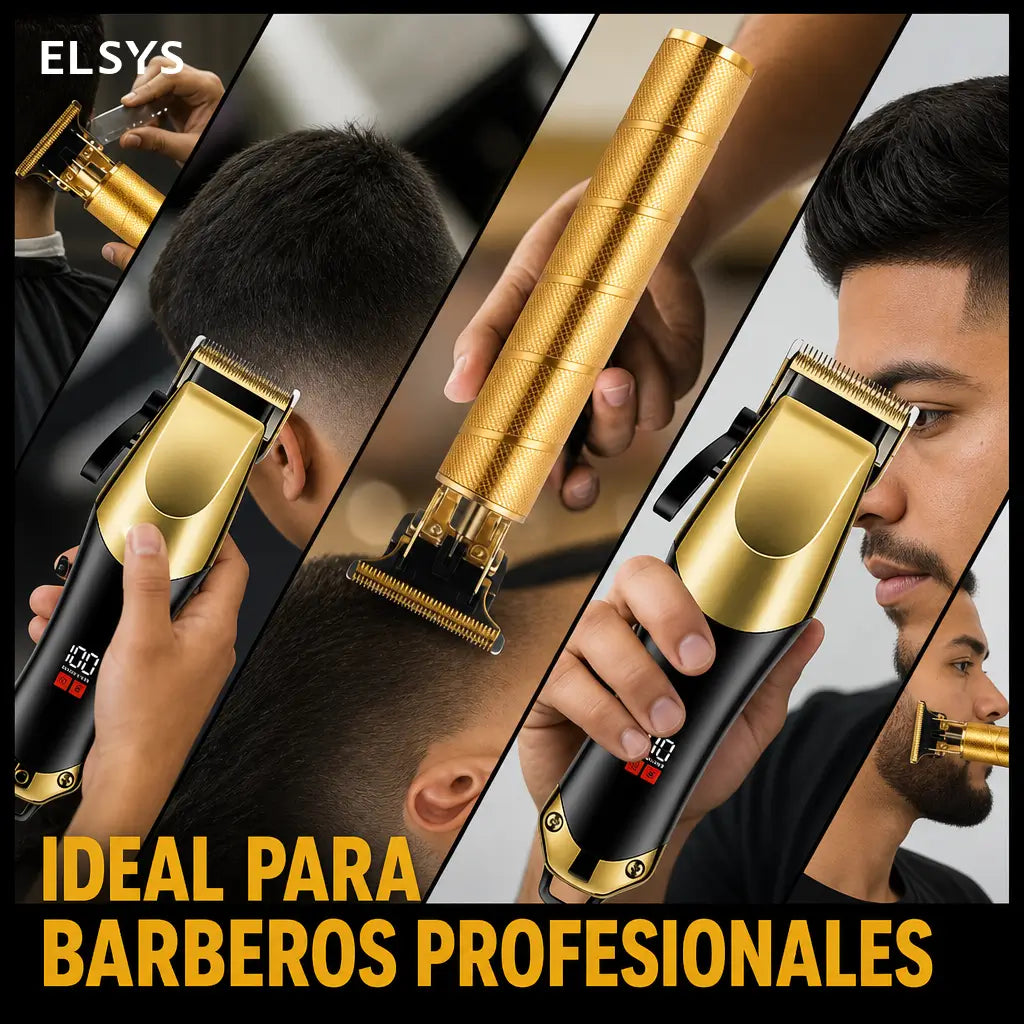 Kit de cortadora y recortadoras para hombre con carga USB, pantalla LCD y cuchillas ajustables para cortes en casa o barbería