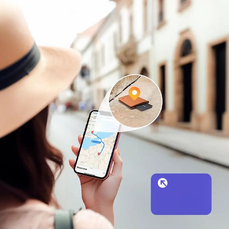 Localizador Inteligente Delgado para Cartera, Rastreador Bluetooth Recargable, Impermeable IP68, Compatible con iOS, Tarjeta Magnética con Botón