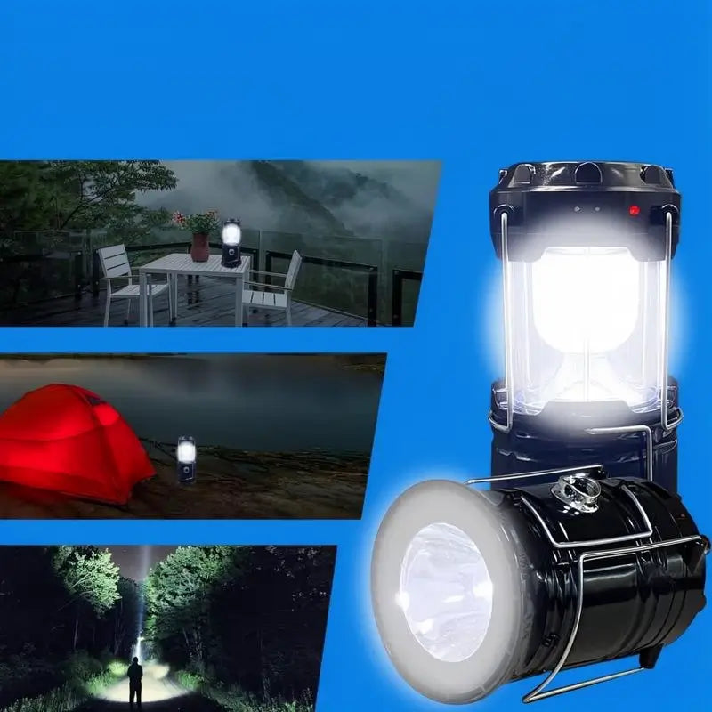 Paquete de 4 Lámparas LED de Camping Plegables y Portátiles, Impermeables, Recargables con Energía Solar y USB, Linterna para Emergencias en Interiores y Exteriores