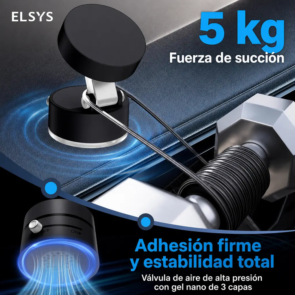 Base magnética de doble succión para celular, portátil y retráctil, ideal para tablero, parabrisas, escritorio y videollamadas en viajes con ajuste 360°