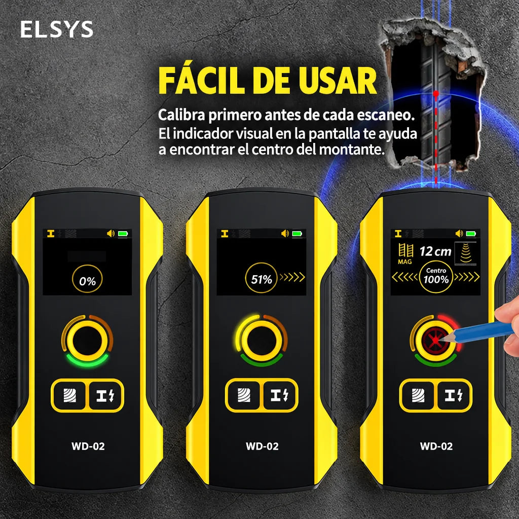 Detector de pared digital con 3 modos de detección