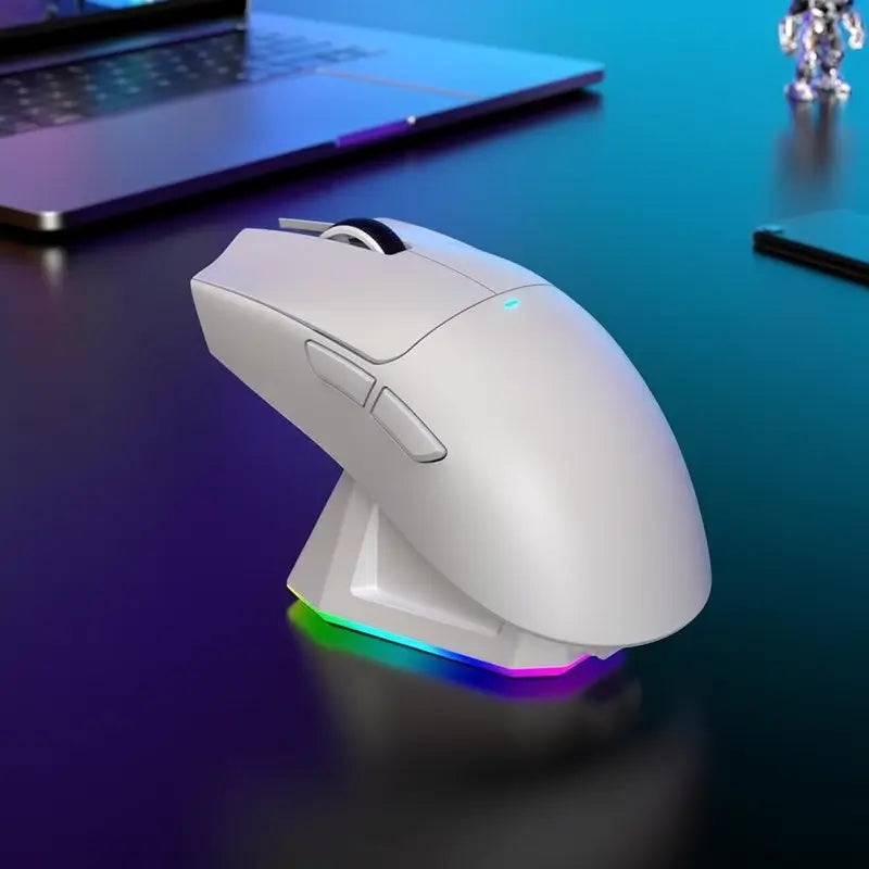 Mouse Gamer Inalámbrico Recargable con Iluminación RGB y Base de Carga, Sensor Óptico para Juegos y Oficina, Accesorios para Gaming