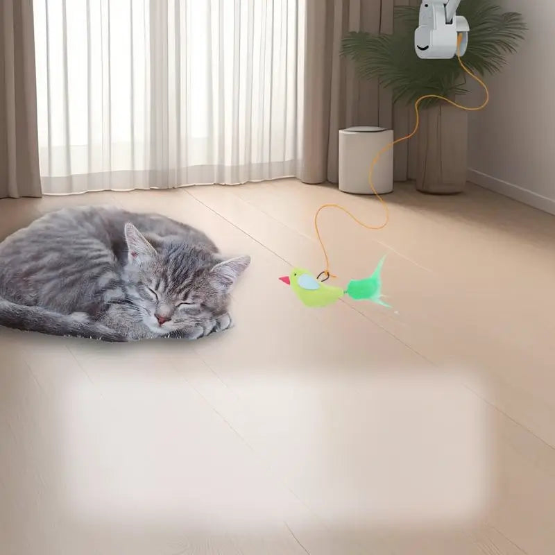 Juguete Interactivo para Gatos de Interior - Juguete de Estimulación y Enriquecimiento para Gatitos y Gatos Adultos con Varita de Pluma de Pájaro Volador Eléctrica
