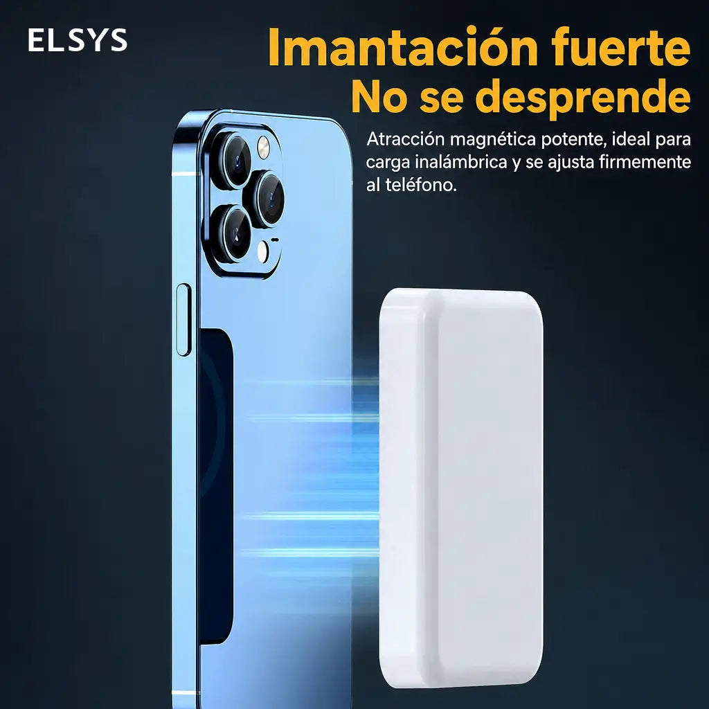 Power bank magnético 5000mAh con carga inalámbrica rápida para iPhone 12 a 17, ideal para mochila, escuela, viajes y oficina