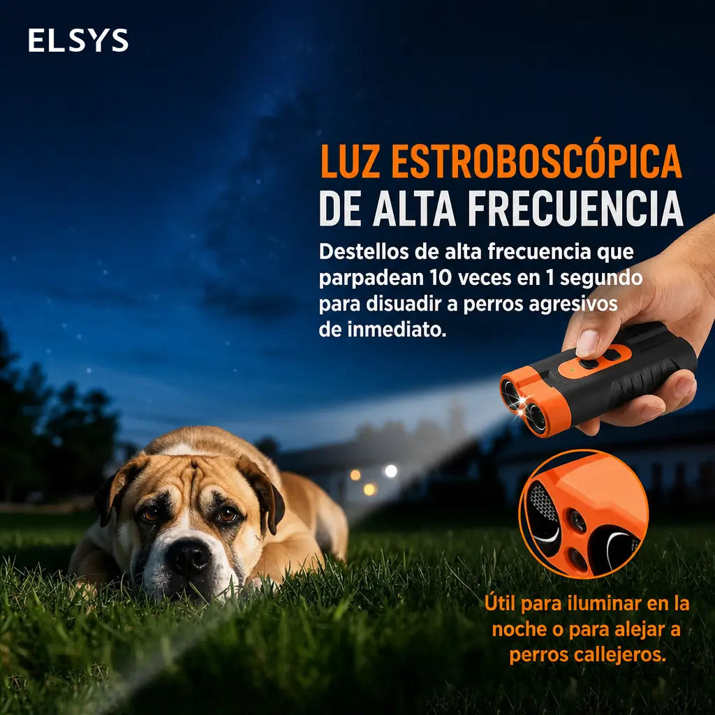 Dispositivo ultrasónico recargable para controlar ladridos con doble emisor y LED, ideal para entrenamiento canino seguro en casa y exteriores portátil