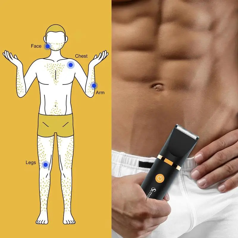 Recortadora de Vello Corporal Eléctrica 3 en 1 para Hombre, Rasuradora de Ingle y Nariz Impermeable e Inalámbrica con Base de Carga