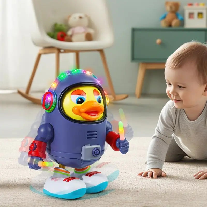 Pato Astronauta Bailarín Musical para Niños con Luces LED, Juguete Interactivo Caminante Regalo de Navidad para Todas las Edades