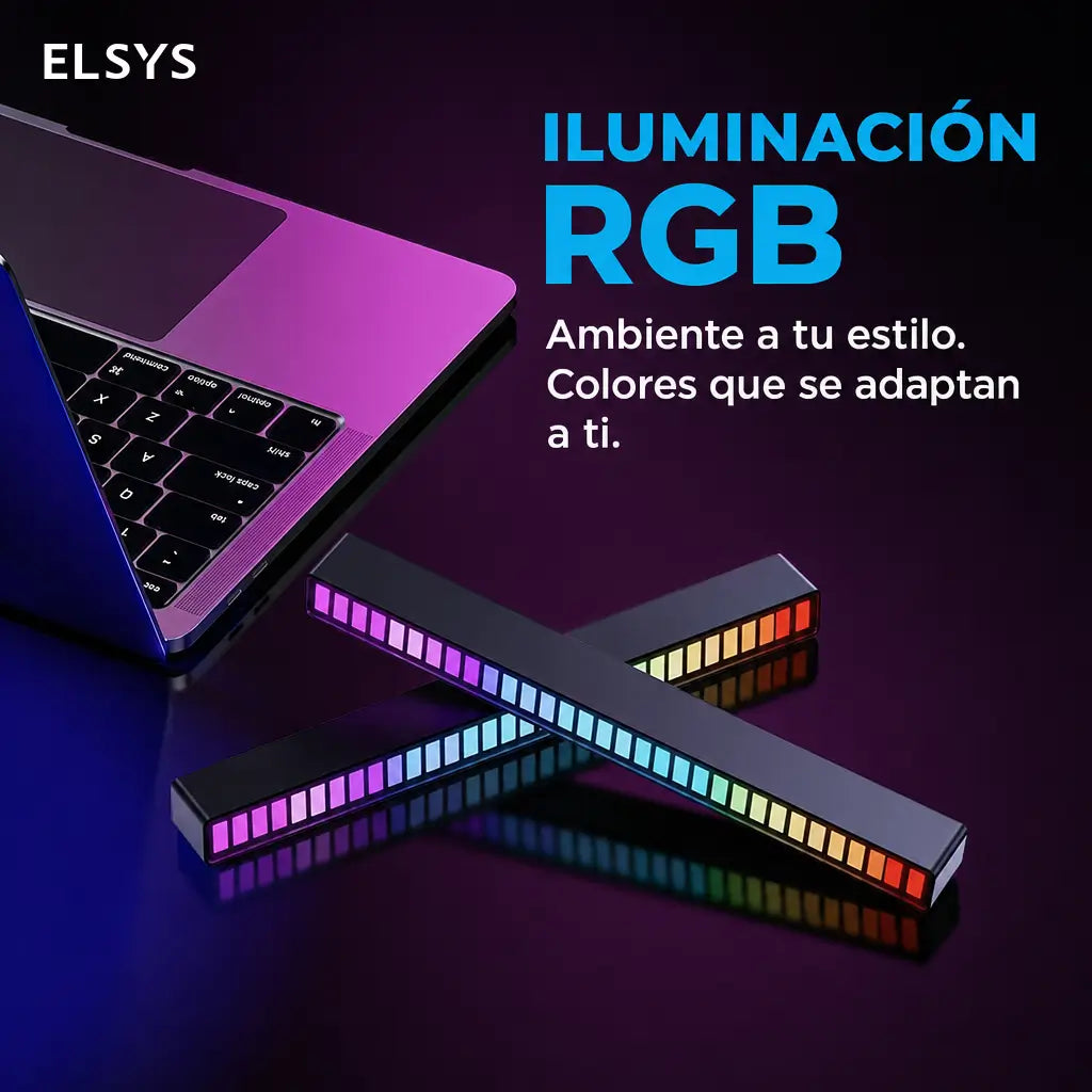 Luz LED RGB rítmica con control por app y USB-C para gaming, fiestas, auto y escritorio con sonido sincronizado portátil recargable