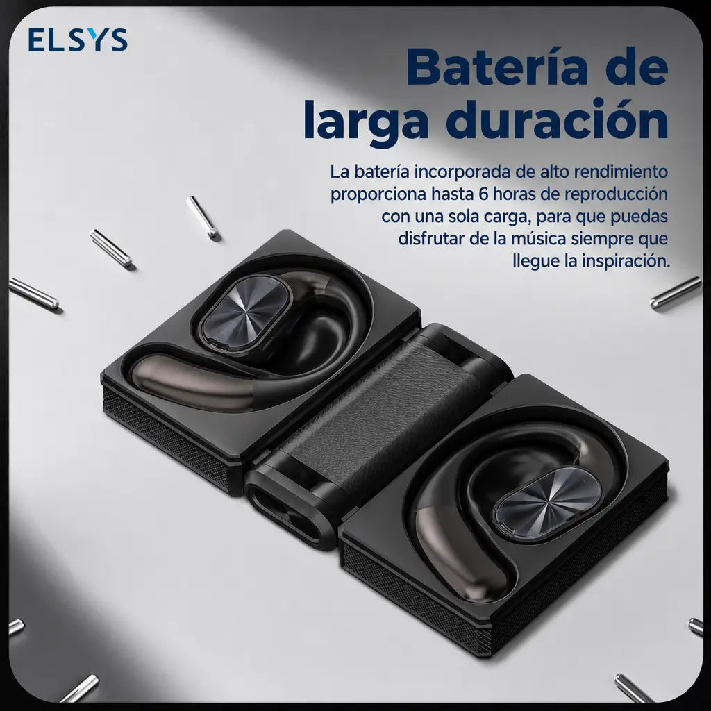 Audífonos inalámbricos open-ear Bluetooth 6.0 con gancho ergonómico, ENC y batería de 100 h para deporte, trabajo y viaje